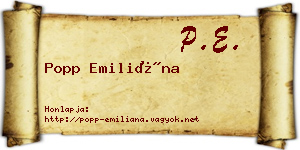 Popp Emiliána névjegykártya